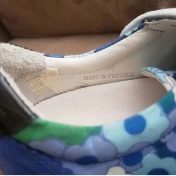 Carven blue floral suede spain fashion sneakers