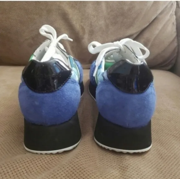 Carven blue floral suede spain fashion sneakers