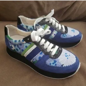 Carven blue floral suede spain fashion sneakers