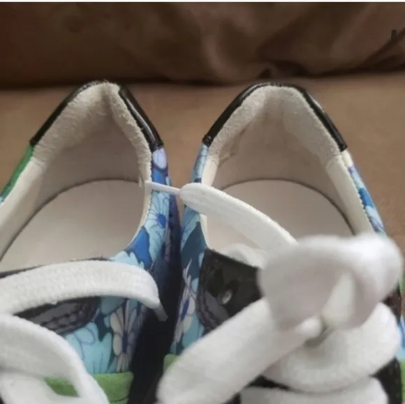 Carven blue floral suede spain fashion sneakers
