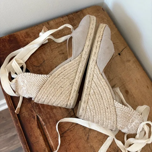 Castaner Wedge Shoes  Ankle Strap Jute Sole Espadrilles sz 39 = US 8.5 preworn
