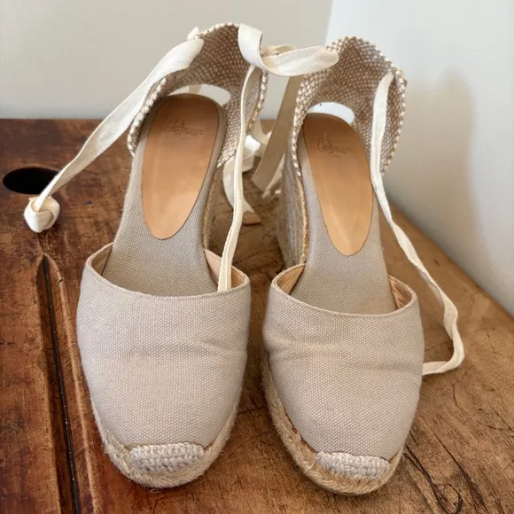 Castaner Wedge Shoes  Ankle Strap Jute Sole Espadrilles sz 39 = US 8.5 preworn