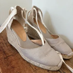 Castaner Wedge Shoes  Ankle Strap Jute Sole Espadrilles sz 39 = US 8.5 preworn