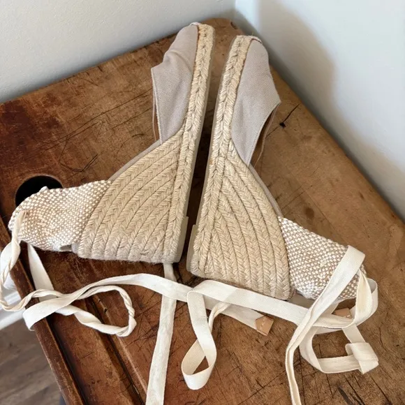 Castaner Wedge Shoes  Ankle Strap Jute Sole Espadrilles sz 39 = US 8.5 preworn