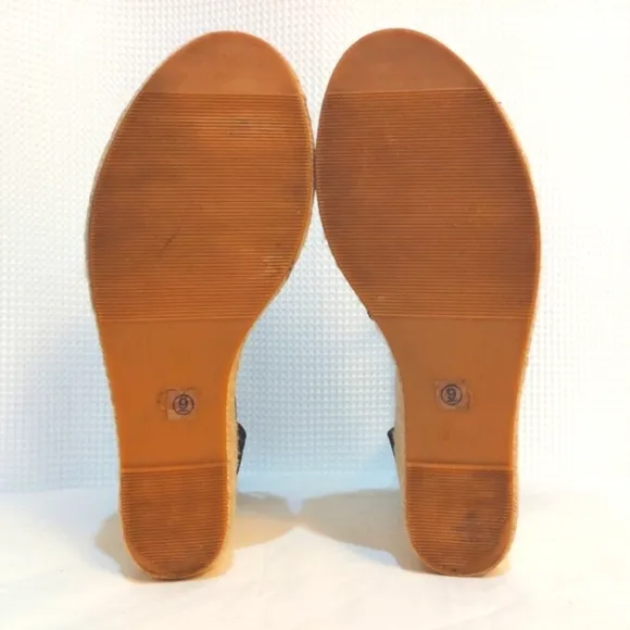 CCOCCI Jessie Espadrilles Wedge Sandal Black Suede Like w/ Ankle Buckle Strap