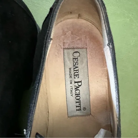 Cesare Pasciotti Handmade Italian Loafers with Metal Logo in Black Suede *Italy*