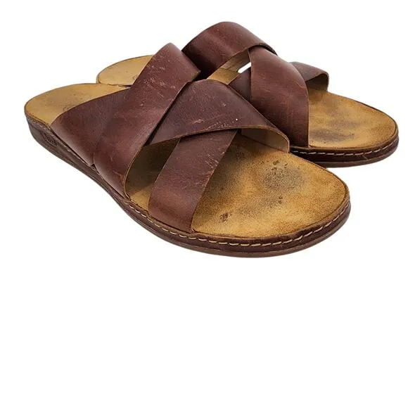 Chaco Women's Wayfarer Toffee Brown Leather Slip On Comfort Slides Size 11