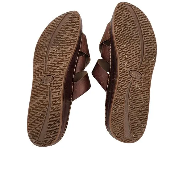 Chaco Women's Wayfarer Toffee Brown Leather Slip On Comfort Slides Size 11