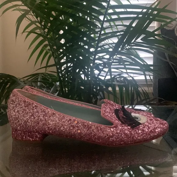 CHIARA FERRAGNI FLIRTING PINK GLITTER LOAFERS