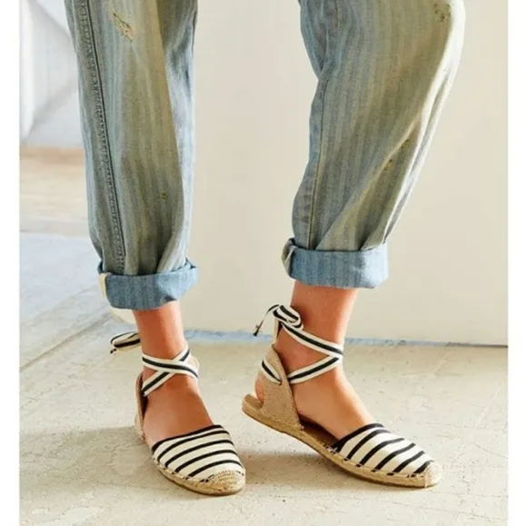 Chic Soludos Striped Ankle Tie Espadrilles
