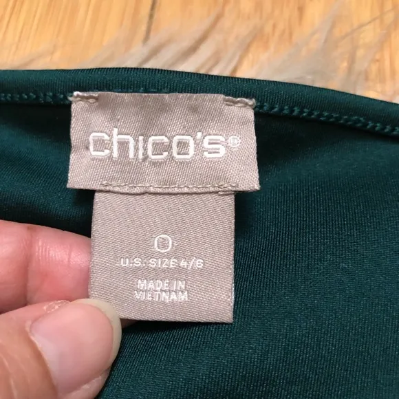 Chico’s Camo Animal Print Green Brown Hi-low Hem Midi Dress size 0 (4/6 US)
