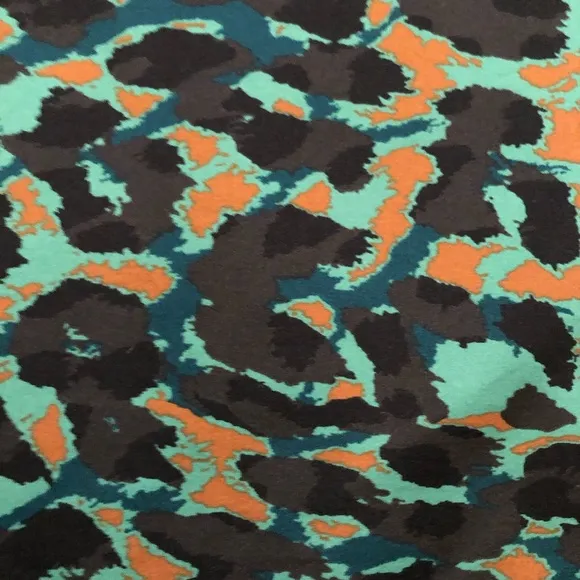 Chico’s Camo Animal Print Green Brown Hi-low Hem Midi Dress size 0 (4/6 US)