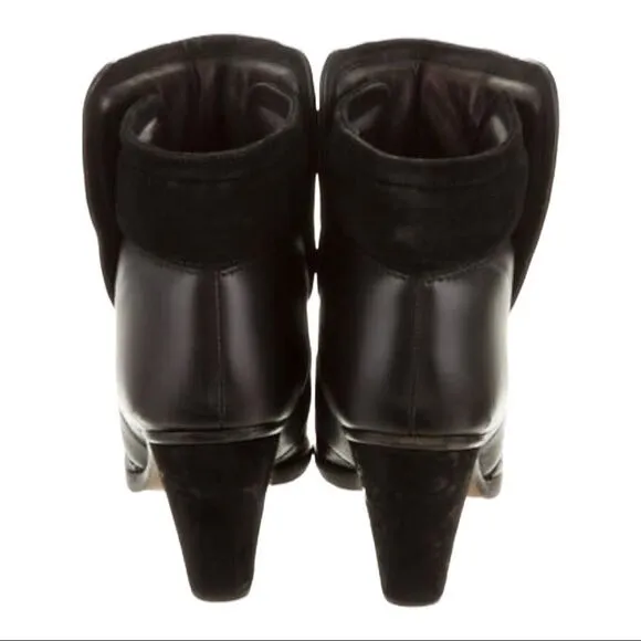 CHLOE Quilted Puffy Black Leather Ankle Boots 36.5
