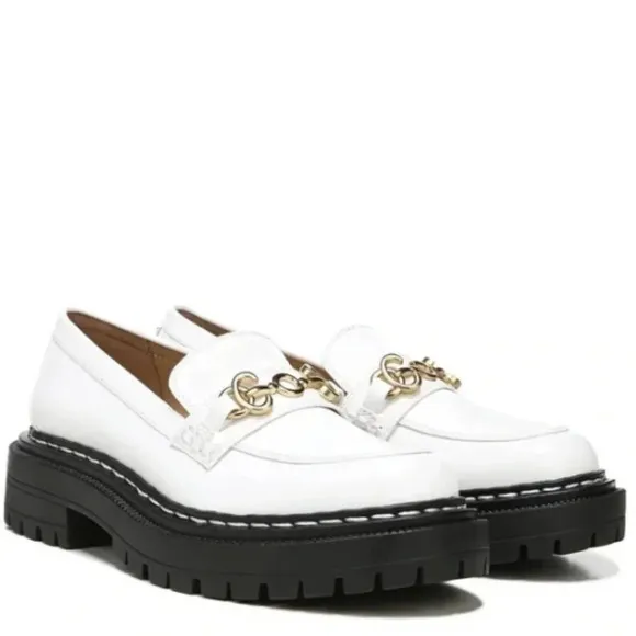 Circus by Sam Edelman Eileen White Leather Lug Sole Maryjane Slip On Loafers 7.5