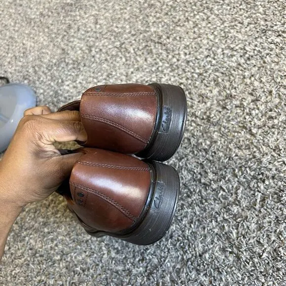 Clarks Active Air Vent Brown Leather Loafers Shoes Mens 9.5 M Slip On Comfort