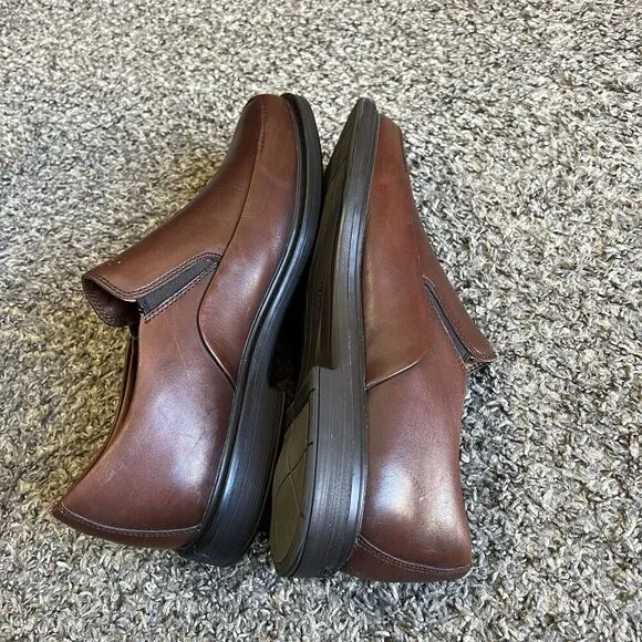 Clarks Active Air Vent Brown Leather Loafers Shoes Mens 9.5 M Slip On Comfort