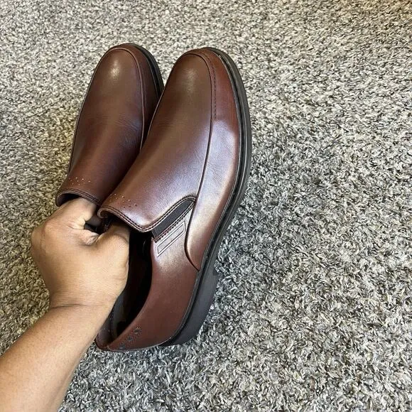 Clarks Active Air Vent Brown Leather Loafers Shoes Mens 9.5 M Slip On Comfort