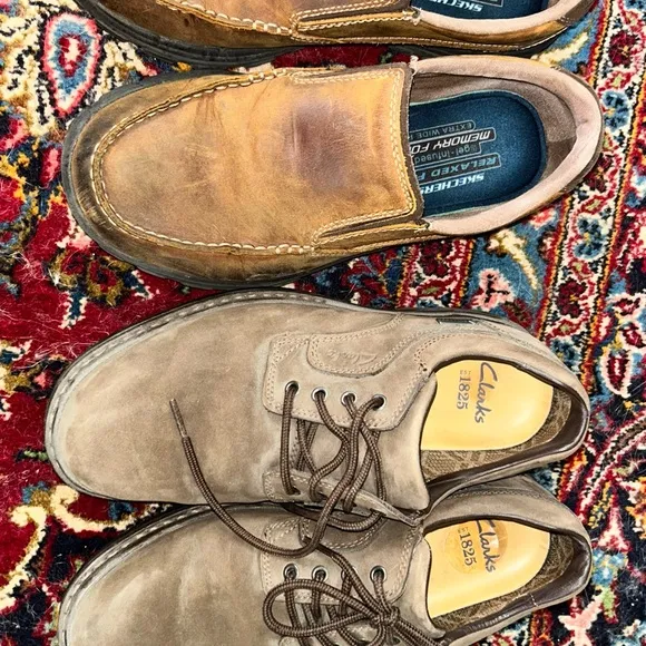 Clarks &amp; sketchers  Brown Suede Loafers&amp;  Slip-Ons bundle