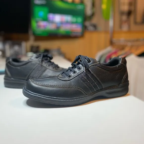 Clarks Black Leather Split Toe Fashion Sneakers Oxfords Shoes Mens 11 SN 13287