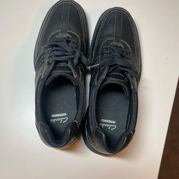 Clarks Black Leather Split Toe Fashion Sneakers Oxfords Shoes Mens 11 SN 13287