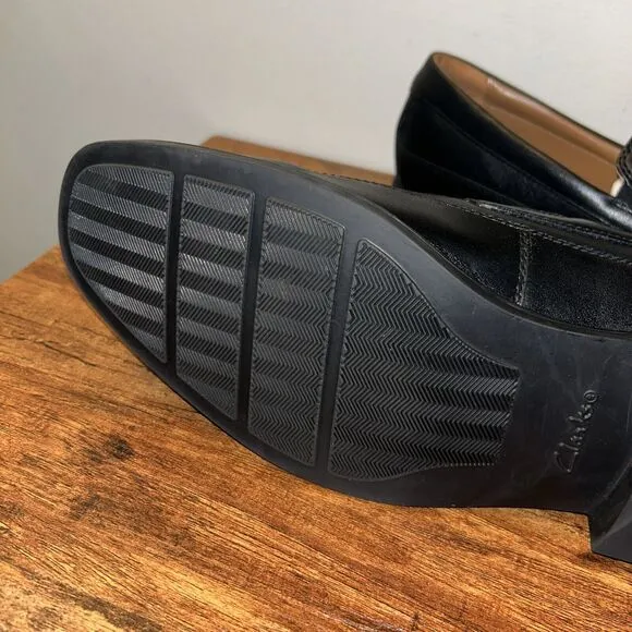 Clarks Men's Loafers Whiddon Step Black Leather Size 10.5 M Extreme Comfort