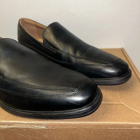 Clarks Men's Loafers Whiddon Step Black Leather Size 10.5 M Extreme Comfort
