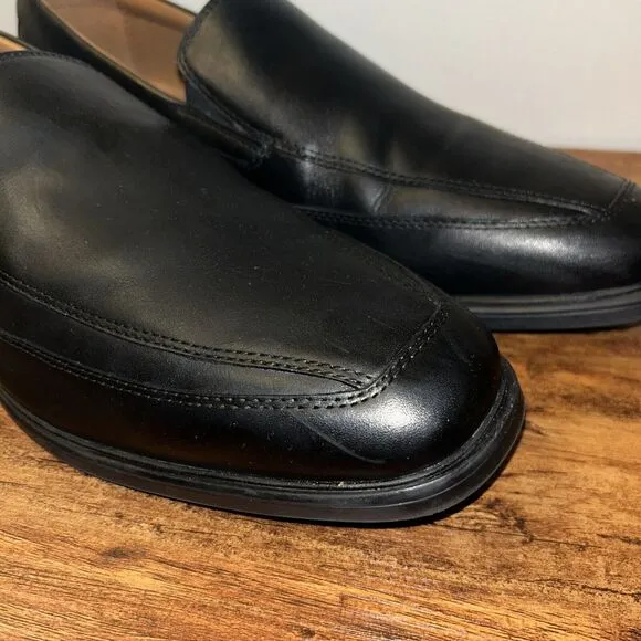 Clarks Men's Loafers Whiddon Step Black Leather Size 10.5 M Extreme Comfort