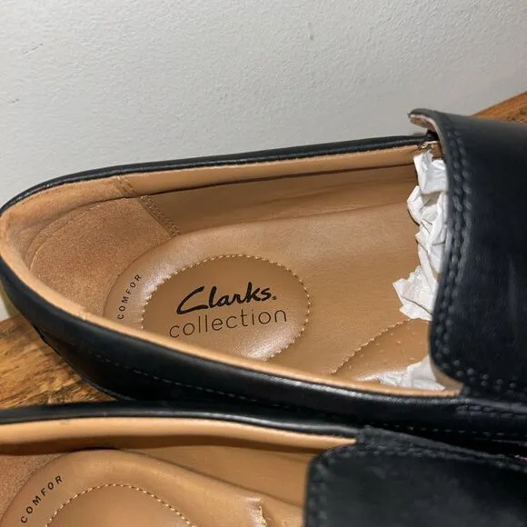 Clarks Men's Loafers Whiddon Step Black Leather Size 10.5 M Extreme Comfort