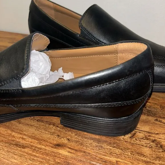 Clarks Men's Loafers Whiddon Step Black Leather Size 10.5 M Extreme Comfort