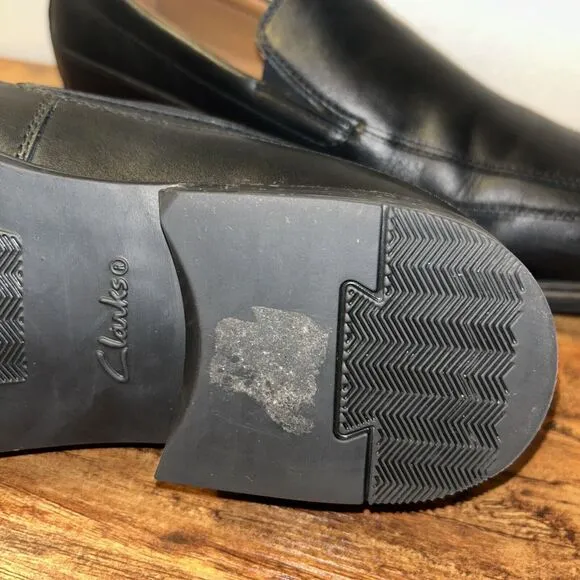 Clarks Men's Loafers Whiddon Step Black Leather Size 10.5 M Extreme Comfort