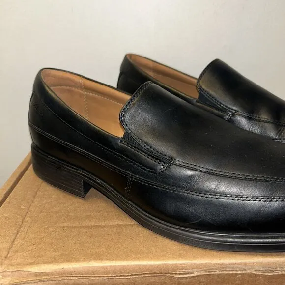 Clarks Men's Loafers Whiddon Step Black Leather Size 10.5 M Extreme Comfort
