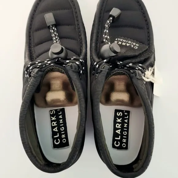 Clarks Originals Size 6 Wallabee Black Quilted Boots Leather Trim Comfort NIB
