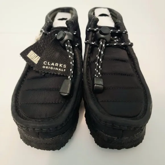Clarks Originals Size 6 Wallabee Black Quilted Boots Leather Trim Comfort NIB