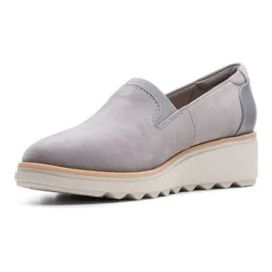 Clarks Sharon Dolly Suede Loafers in Light Gray Suede