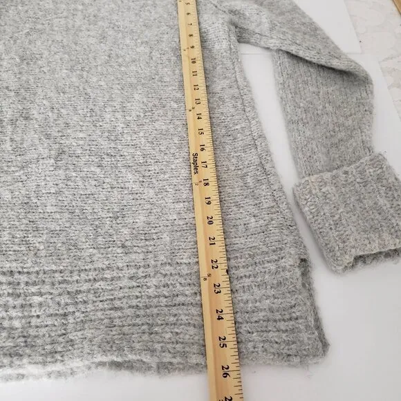 CLUB MONACO Matalin Alpaca Wool Wide Scoop Neck Grey Chunky Sweater Tunic Medium