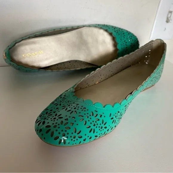 Coach Carsin Green Patent Leather Ballet Flat Loafer 10 NIB