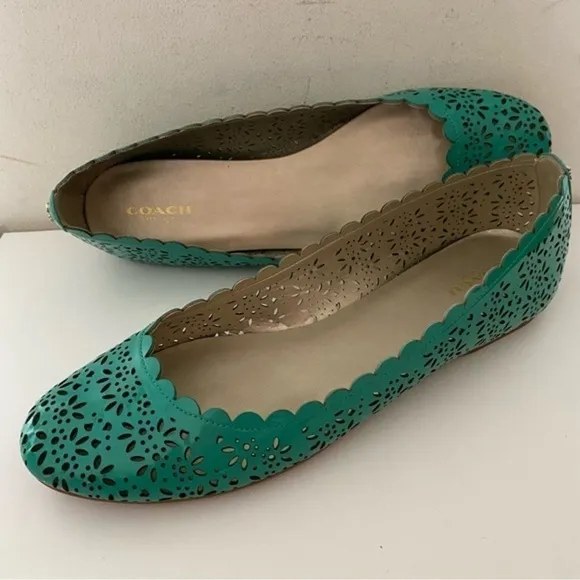 Coach Carsin Green Patent Leather Ballet Flat Loafer 10 NIB