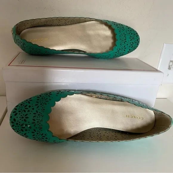Coach Carsin Green Patent Leather Ballet Flat Loafer 10 NIB