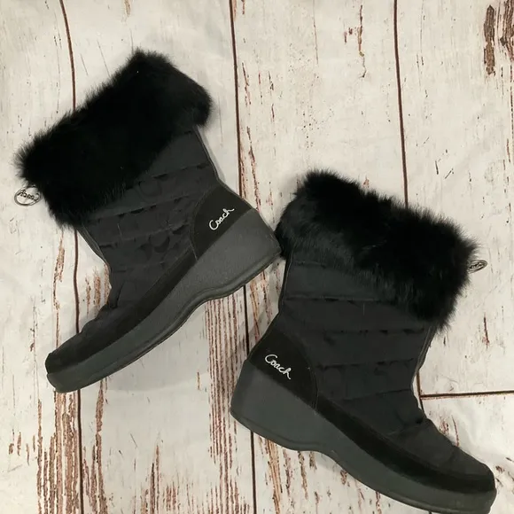 COACH FAITH QUILTED MONOGRAMMED HEELED BOOTS