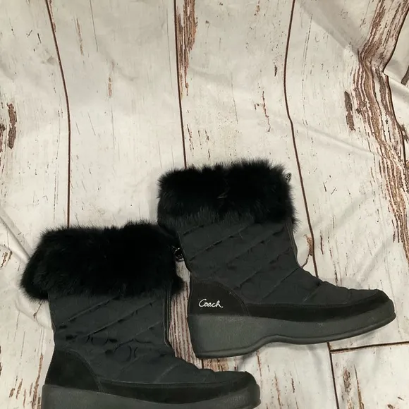 COACH FAITH QUILTED MONOGRAMMED HEELED BOOTS
