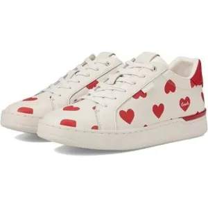 Coach Lowline Valentines Lace-Up Sneakers Off White Red Hearts Size 9.5