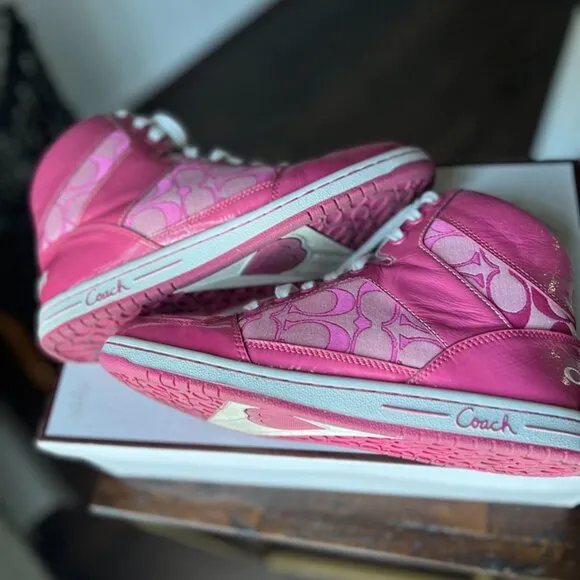 Coach Norra Hi-Top Athletic Sneakers A1435 Pink Women Size 9 Medium