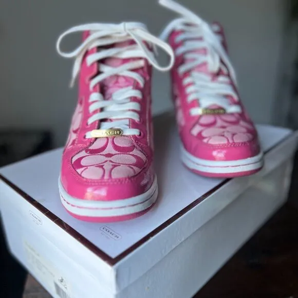 Coach Norra Hi-Top Athletic Sneakers A1435 Pink Women Size 9 Medium