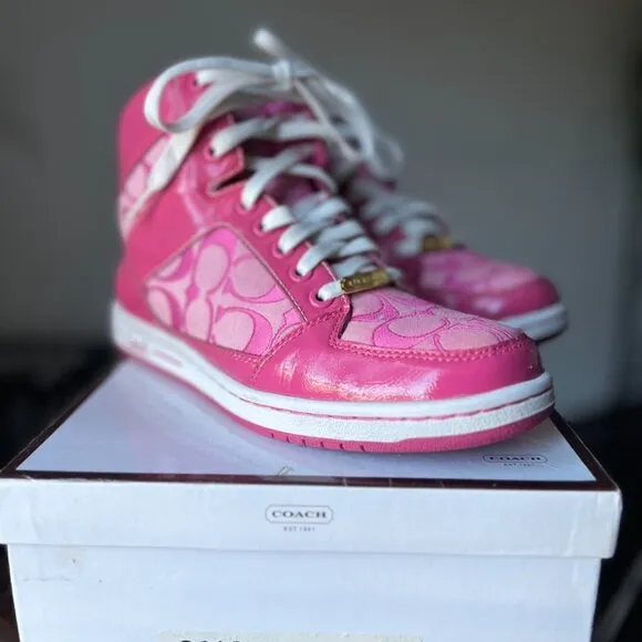Coach Norra Hi-Top Athletic Sneakers A1435 Pink Women Size 9 Medium