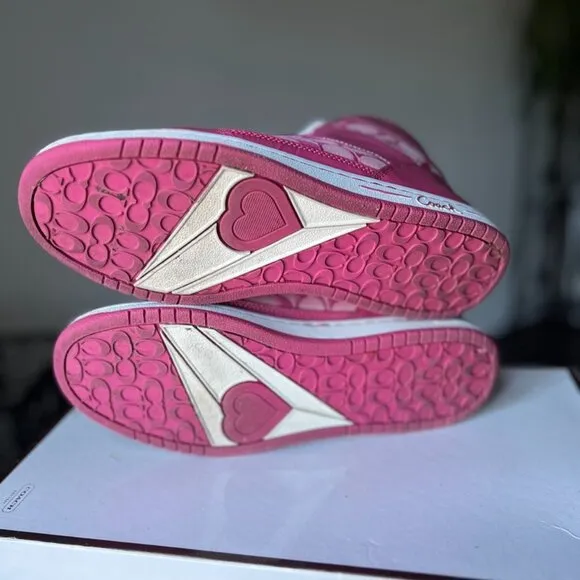 Coach Norra Hi-Top Athletic Sneakers A1435 Pink Women Size 9 Medium