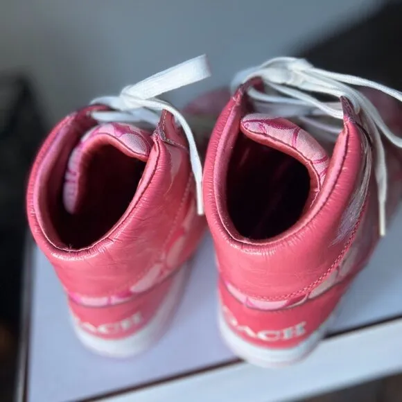 Coach Norra Hi-Top Athletic Sneakers A1435 Pink Women Size 9 Medium