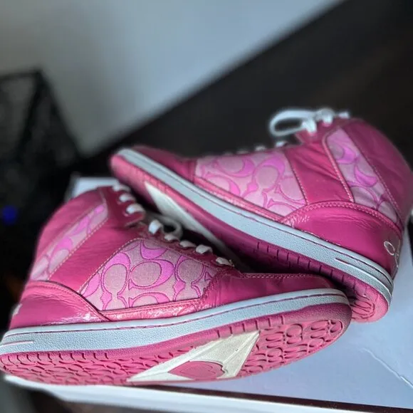 Coach Norra Hi-Top Athletic Sneakers A1435 Pink Women Size 9 Medium