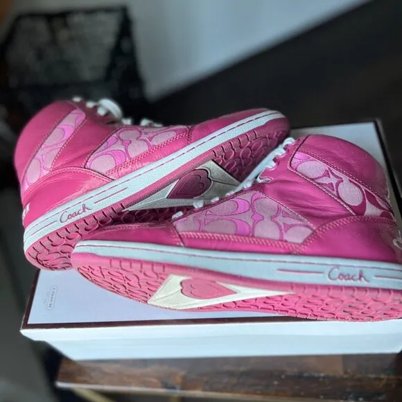 Coach Norra Hi-Top Athletic Sneakers A1435 Pink Women Size 9 Medium