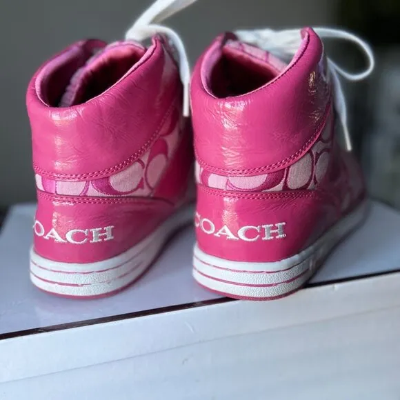 Coach Norra Hi-Top Athletic Sneakers A1435 Pink Women Size 9 Medium