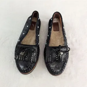 Coach Rexy Roccasin Black Suede Loafers Size 7.5